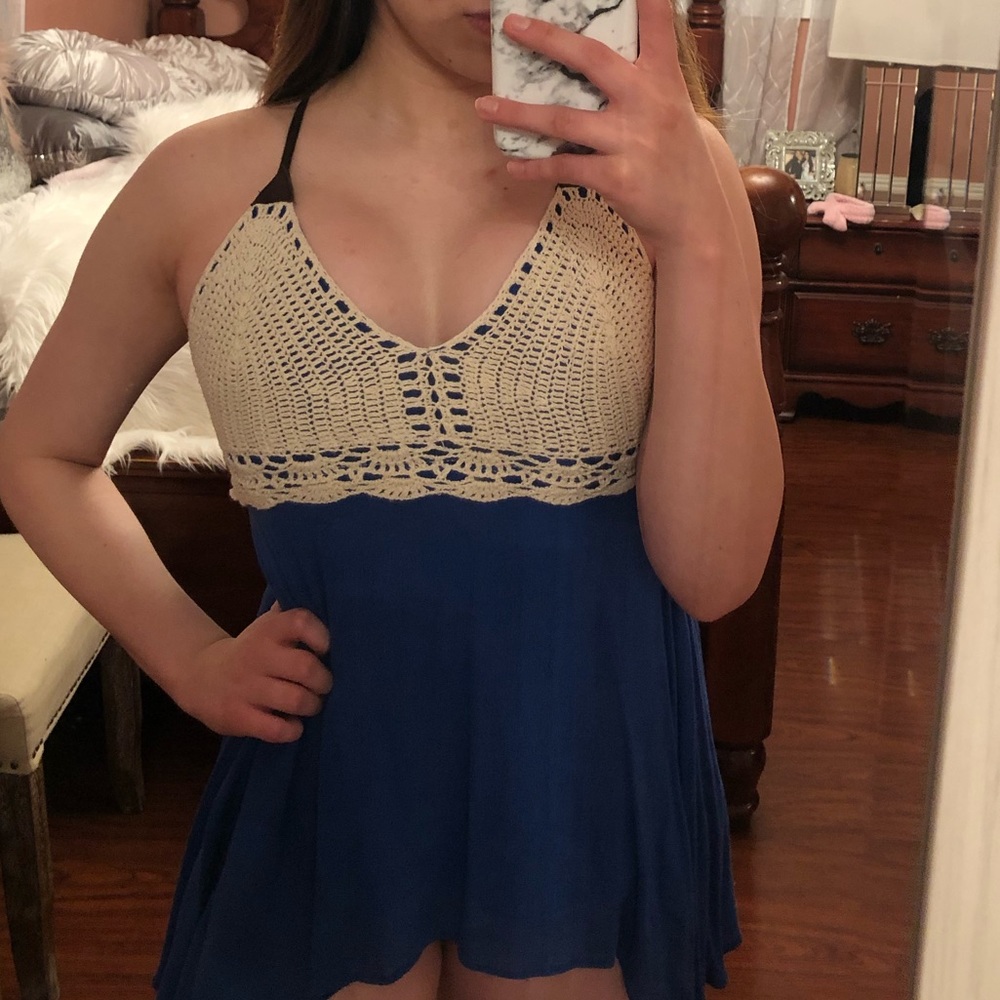Blue crochet top